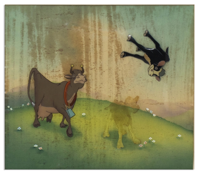Original Disney Hand-Painted Cels From the Academy Award-Winning 1938 Disney Short ''Ferdinand the Bull'' -- Featuring Ferdinand With His Mother